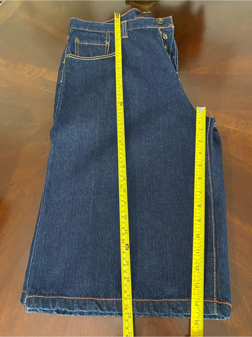 Ed Hardy Dark Blue Denim Jean Shorts with Contrast Stitching - Picture 6 of 10